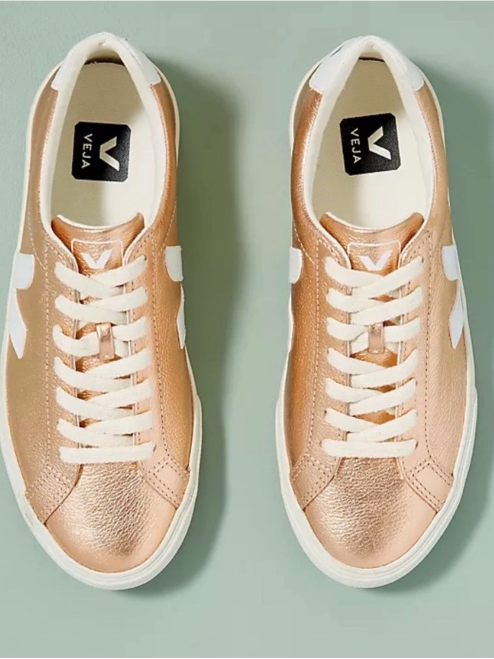 Veja Metallic Rose Gold Sneakers with White Detailing
